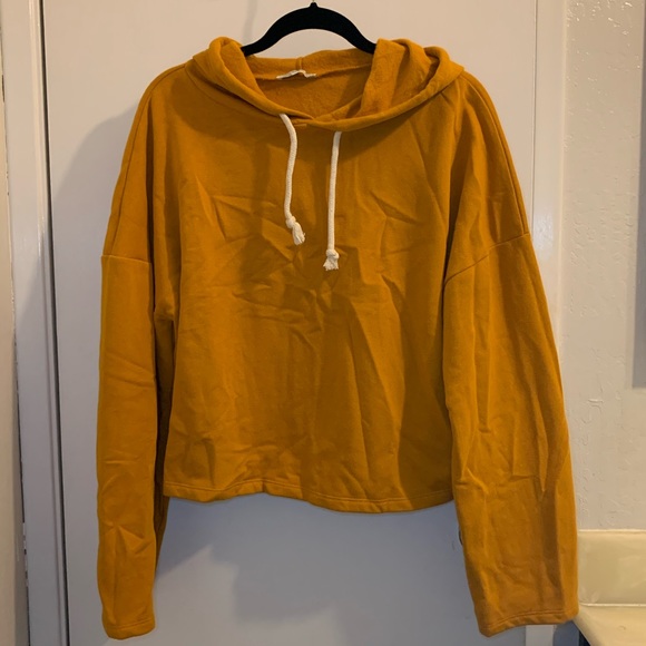 Zara Tops - Zara Mustard Cropped Hoodie - S